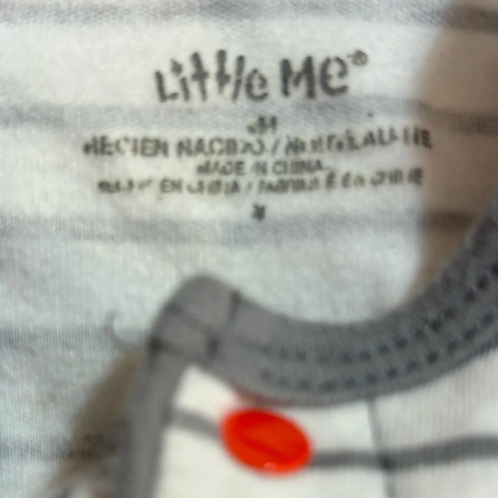 Little Me Striped Gray and White Outfit with Red lion- 12-18m (no size tag)